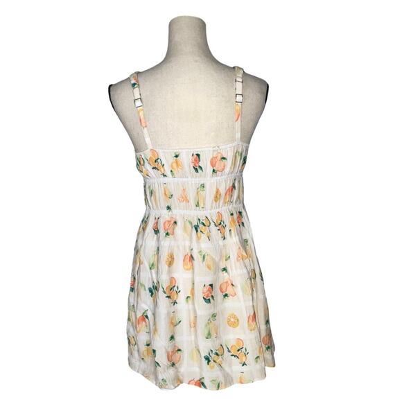 Abercrombie & Fitch Citrus Fruit Tie Front Smock Mini Dress Size: XSP - Picture 4 of 5
